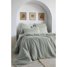 Housse de couette 140 x 200 cm – Lyocell Uni – LYSANDRE – Lichen