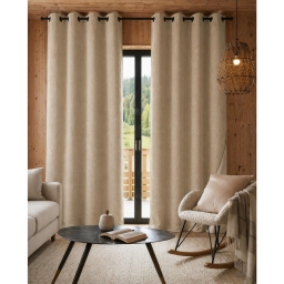 Lot de 2 Rideaux 140 x 240 cm &ndash; Blackout total & Thermique &ndash; Double polaire &ndash; Beige lin