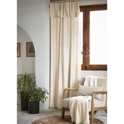 Rideau ajustable 140 x 270 cm &ndash; Lyocell Uni Lysandre Pampa + 8 Anneaux Pince