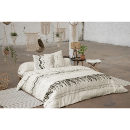 Parure de lit 260 x 240 cm + 2 taies d’oreiller 63 x 63 cm – Coton 57 fils – Motif Berbère