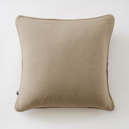 Coussin déhoussable 45 × 45 cm – Gaze de coton unie GAÏA – Passepoil & Zip Ficelle