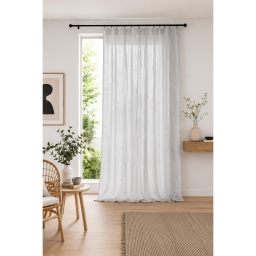 Rideau Ajustable Double Gaze de Coton 140 x 300 cm avec 8 Anneaux Pince GA&Iuml;A Nuage &ndash; Hauteur Modulable