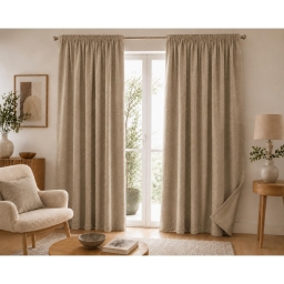 Lot de 2 Rideaux Blackout Beige lin 140 x 260 cm &ndash; Occultant Polaire &ndash; Galon Fronceur