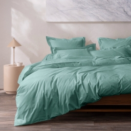 Housse de couette 240 x 220 cm Grand H&ocirc;tel Signature C&eacute;ladon &mdash; Percale de coton peign&eacute; 80 fils/cm&sup2;