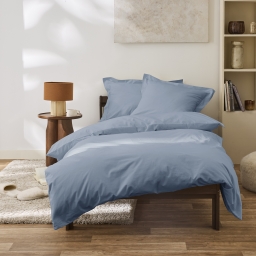 Housse de couette 140 x 200 cm Grand H&ocirc;tel Bleu jean &mdash; Percale de coton peign&eacute; 80 fils/cm&sup2;