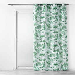 Rideau &agrave; &OElig;illets 140 x 260 cm &ndash; Polyester Imprim&eacute; &ndash; Amazonia Vert
