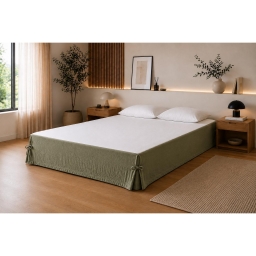 Cache-sommier 140 x 190 cm Double Gaze de Coton GA&Iuml;A Romarin &ndash; Qualit&eacute; Haut de Gamme