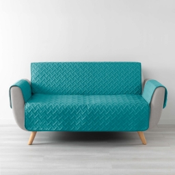 Prot&egrave;ge-Canap&eacute; Matelass&eacute; 279 x 179 cm &ndash; Microfibre Unie &ndash; LOUNGE P&eacute;trole