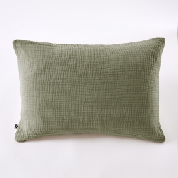 Taie d&rsquo;oreiller BELLA 50x70 cm &ndash; Gaze de coton 220 g/m&sup2; &ndash; Romarin