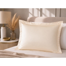 Taie d'Oreiller 50 x 70 cm Cr&egrave;me &ndash; Satin de Coton 120 Fils/cm&sup2; &ndash; H&ocirc;tellerie Haut de Gamme