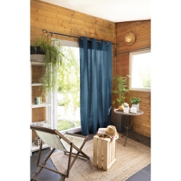 Rideau 100 % Coton Pr&eacute;lav&eacute; 140 x 260 cm &ndash; Kala - Bleu Jean