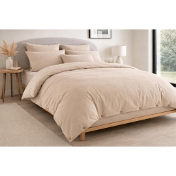 Pack Housse de Couette 260 x 240 cm + Drap Housse 160x200 cm &ndash; Flanelle CANDICE Sable