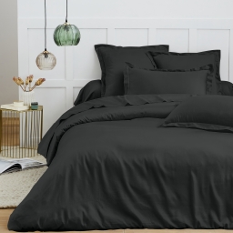 Housse de couette 240 x 220 cm &ndash; 100% Coton 57 fils/cm&sup2; &ndash; Qualit&eacute; Sup&eacute;rieure &ndash; Noir