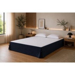 Cache-sommier 140 x 190 cm Double Gaze de Coton GA&Iuml;A Marine &ndash; Qualit&eacute; Haut de Gamme