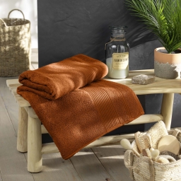 Drap de bain 90 x 150 cm &ndash; Coton &eacute;ponge uni Tendresse Caramel &ndash; 500 g/m&sup2;
