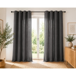 Lot de 2 Rideaux 100% Coton Pr&eacute;lav&eacute; 140 x 260 cm &ndash; KALA GRANIT