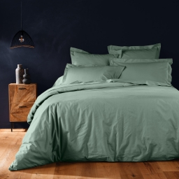 Housse de couette 2 personnes 240 x 220 cm &ndash; Coton uni 57 fils &ndash; LINA &ndash; Sauge