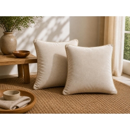 Lot de 2 Coussins Velours de Coton Pampa 45 x 45 cm &ndash; D&eacute;houssables avec zip &ndash; C&Eacute;SAR