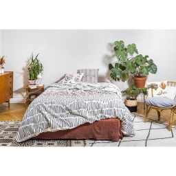 Housse de couette 200 x 200 cm + 2 taies d’oreiller – Coton 57 fils – ETHNIC