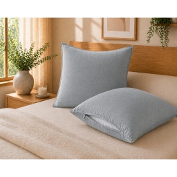 Lot de 2 taies d&rsquo;oreiller 63 x 63 cm Lyocell uni &ndash; LYSANDRE Stone