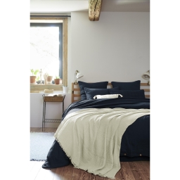 Plaid à franges 180 x 220 cm – Double gaze de coton GAÏA Vert d’Eau