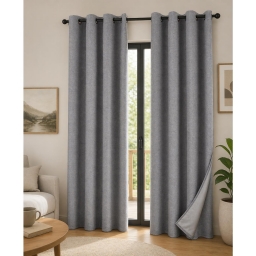 Lot de 2 Rideaux 140 x 240 cm &ndash; Blackout total & Thermique &ndash; Double polaire &ndash; Gris