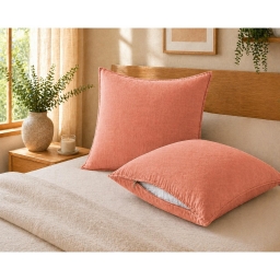 Lot de 2 taies d&rsquo;oreiller 63 x 63 cm Lyocell uni &ndash; LYSANDRE Terracotta