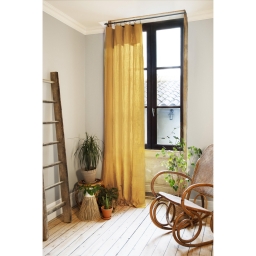 Rideau ajustable + 8 anneaux pince &ndash; Gaze de coton &ndash; 140 x 300 cm &ndash; Safran &ndash; Ga&iuml;a