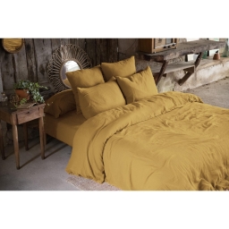 pack gaze de coton &ndash; parure de couette 220 x 240 cm + drap housse 140x190 + 2 taies 50x70 Safran