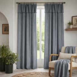 Lot de 2 Rideaux ajustables + 8 anneaux pinces 140 x 270 cm &ndash; Lyocell uni Stone