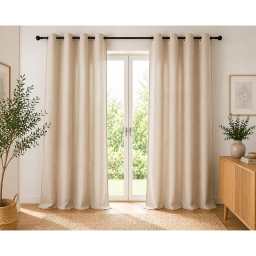 Lot de 2 Rideaux 100% Coton Pr&eacute;lav&eacute; 140 x 260 cm &ndash; KALA GR&Egrave;GE
