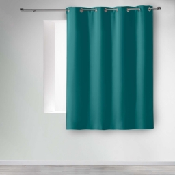 Rideau occultant &agrave; &oelig;illets 135 x 180 cm &ndash; Uni Bleu paon &ndash; Petite hauteur