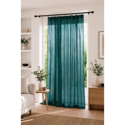 Rideau Ajustable Double Gaze de Coton 140 x 300 cm avec 8 Anneaux Pince GA&Iuml;A Canard &ndash; Hauteur Modulable
