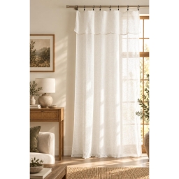 Rideau ajustable FREYA Ivoire 140 x 270 cm &ndash; 8 anneaux pince &ndash; 160 g/m&sup2;