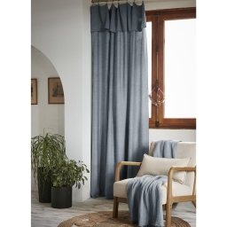 Rideau ajustable 140 x 270 cm &ndash; Lyocell Uni Lysandre Stone  + 8 Anneaux Pince