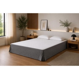 Cache-sommier 140 x 190 cm Double Gaze de Coton GA&Iuml;A Anthracite &ndash; Qualit&eacute; Haut de Gamme