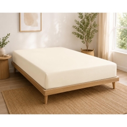 Drap-housse 140 x 190 cm Percale de Coton Peign&eacute; Ivoire &ndash; 80 fils/cm&sup2; &ndash; Bonnet 35 cm
