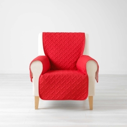 PROT&Egrave;GE-FAUTEUIL MATELASS&Eacute; 165 x 179 cm &ndash; Microfibre Unie &ndash; LOUNGE &ndash; Rouge