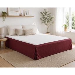 Cache-sommier 160 x 200 cm Double Gaze de Coton GA&Iuml;A Bordeaux &ndash; Qualit&eacute; Haut de Gamme