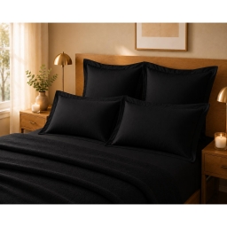 Lot de 4 Taies d'Oreiller 100% Coton 57 Fils/cm&sup2; &ndash; 2 Taies 63 x 63 cm + 2 Taies 50 x 70 cm Noir
