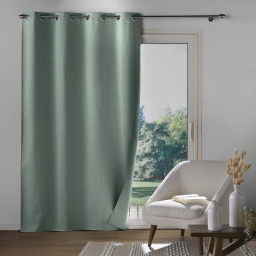 Rideau &agrave; &oelig;illets 135 x 260 cm &ndash; 100% occultant &ndash; Tissu chambray uni &ndash; Coloris c&egrave;dre