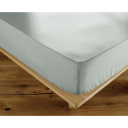 Drap-Housse 140 x 190 cm Percale de Coton 120 Fils Unie PERRINE &ndash; C&eacute;ladon