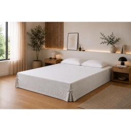 Cache-sommier 140 x 190 cm Double Gaze de Coton GA&Iuml;A Gris clair &ndash; Qualit&eacute; Haut de Gamme