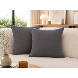 Lot de 2 Taies d&rsquo;Oreiller 60 x 60 cm &ndash; Double Gaze de Coton &ndash; GA&Iuml;A Granit