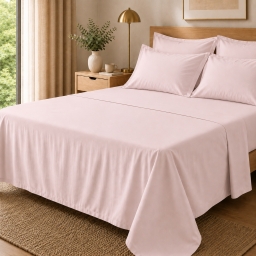 Drap Plat Percale 240 x 300 cm &ndash; Pur Coton Peign&eacute; Longues Fibres 80 Fils/cm&sup2; - Rose