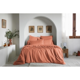 Housse de couette 200 x 200 cm – Lyocell uni LYSANDRE – Terracotta