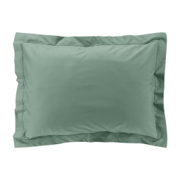 Taie d&rsquo;oreiller volant plat &ndash; 50 x 70 cm &ndash; percale unie 78 fils &ndash; point bourdon &ndash;Tilleul