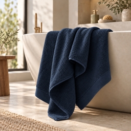 Drap de douche Softy 70 x 140 cm &ndash; &Eacute;ponge Zero Twist 100% coton peign&eacute; 600 g/m&sup2; &ndash; Marine
