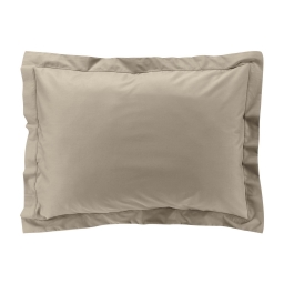 Taie d&rsquo;oreiller volant plat &ndash; 50 x 70 cm &ndash; percale unie 78 fils &ndash; point bourdon &ndash; Sable