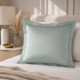 Taie d'Oreiller 65x65 cm C&eacute;ladon &ndash; Satin de Coton 120 Fils/cm&sup2; &ndash; H&ocirc;tellerie Haut de Gamme